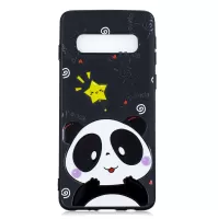 Pattern Printing Embossed TPU Phone Cover for Samsung Galaxy S10 Plus - Panda