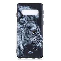 Pattern Printing Embossed TPU Case Shell Cover for Samsung Galaxy S10 Plus - Wolf