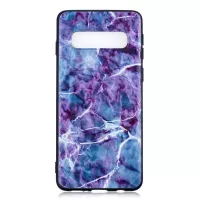 Pattern Printing Embossed TPU Case Cover for Samsung Galaxy S10 Plus - Marble Texture