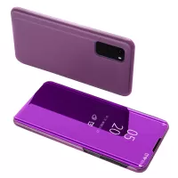 For Samsung Galaxy S20 4G/S20 5G View Window Vertical Mirror Leather Mobile Shell Foldable Stand Case - Purple
