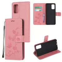 Imprint Butterfly Flower Leather Wallet Case for Samsung Galaxy S20 4G/S20 5G - Pink