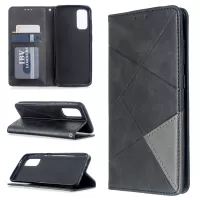 Geometric Pattern Stand Leather Card Holder Case for Samsung Galaxy S20 4G/S20 5G - Black
