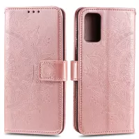 Imprint Flower Leather Wallet Case for Samsung Galaxy S20 4G/S20 5G - Rose Gold