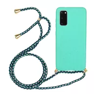 Wheat Straw TPU Phone Case with Hand Strap for Samsung Galaxy S20 4G/S20 5G - Blue