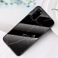 Marble Grain Pattern Tempered Glass PC + TPU Phone Case for Samsung Galaxy S20 4G/S20 5G - Black