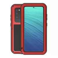 LOVE MEI Shockproof Dropproof Dustproof Powerful Case for Samsung Galaxy S20 4G/S20 5G Silicone+Metal Cover - Red