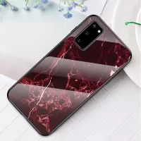 Marble Grain Pattern Tempered Glass PC + TPU Phone Case for Samsung Galaxy S20 4G/S20 5G - Red