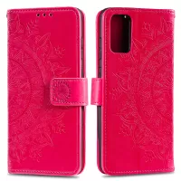 Imprint Flower Leather Wallet Case for Samsung Galaxy S20 4G/S20 5G - Rose