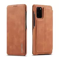 LC.IMEEKE Retro Style PU Leather Card Holder Case for Samsung Galaxy S20 4G/S20 5G - Brown