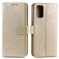 Imprint Flower Leather Wallet Case for Samsung Galaxy S20 4G/S20 5G - Gold