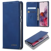 LC.IMEEKE LC-002 Leather Stand Case with Card Slots for Samsung Galaxy S20 4G/S20 5G - Blue