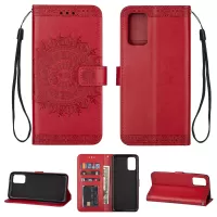 Imprint Totem Pattern Wallet Leather Stand Case for Samsung Galaxy S20 4G/S20 5G - Red