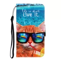 Pattern Printing PU Leather Wallet Phone Cover for Samsung Galaxy S20 4G/S20 5G - Cat with Glasses