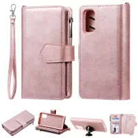 Magnetic KT Leather Series-3 Detachable 2-in-1 Zipper Wallet Stand Leather Case for Samsung Galaxy S20 4G/S20 5G - Rose Gold