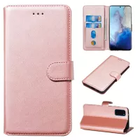 With Wallet Stand Flip Leather Phone Covering for Samsung Galaxy S20 4G/S20 5G - Rose Gold