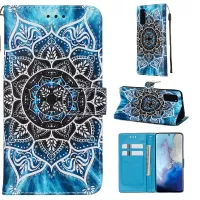 Pattern Printing Leather Wallet Case for Samsung Galaxy S20 4G/S20 5G - Mandala Flower