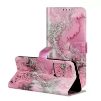 Pattern Printing Magnetic Leather Wallet Phone Cover for Samsung Galaxy S20 4G/S20 5G - Pink/Grey