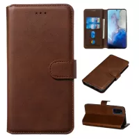 With Wallet Stand Flip Leather Phone Covering for Samsung Galaxy S20 4G/S20 5G - Brown