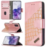Crocodile Skin Assorted Color Style Leather Wallet Case for Samsung Galaxy S20 4G/S20 5G - Rose Gold