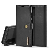 DG.MING For Samsung Galaxy S20 4G/S20 5G Detachable 2-in-1 Anti-scratch Split Leather Wallet Shell + PC Back Case - Black