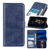 Crazy Horse Skin Leather Flip Cover Wallet Stand Mobile Phone Case for Samsung Galaxy S20 4G/S20 5G - Blue