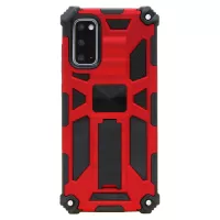 Kickstand Armor Dropproof PC TPU Hybrid Case with Magnetic Metal Sheet for Samsung Galaxy S20 4G/S20 5G - Red