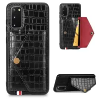 Crocodile Surface with Kickstand Cell Phone Case for Samsung Galaxy S20 4G/S20 5G - Black