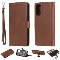 KT Leather Series-3 Detachable 2-in-1 PU Leather Wallet Case for Samsung Galaxy S20 4G/S20 5G - Brown