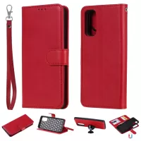 KT Leather Series-3 Detachable 2-in-1 PU Leather Wallet Case for Samsung Galaxy S20 4G/S20 5G - Red