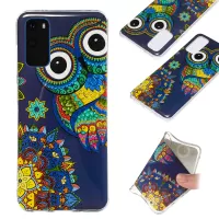 Noctilucent IMD TPU Phone Case for Samsung Galaxy S20 4G/S20 5G - Owl Pattern