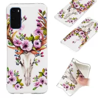 Noctilucent IMD TPU Phone Case for Samsung Galaxy S20 4G/S20 5G - Flowered Elk