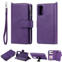Magnetic KT Leather Series-3 Detachable 2-in-1 Zipper Wallet Stand Leather Case for Samsung Galaxy S20 4G/S20 5G - Purple