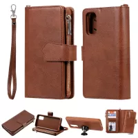 Magnetic KT Leather Series-3 Detachable 2-in-1 Zipper Wallet Stand Leather Case for Samsung Galaxy S20 4G/S20 5G - Brown