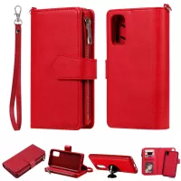 Magnetic KT Leather Series-3 Detachable 2-in-1 Zipper Wallet Stand Leather Case for Samsung Galaxy S20 4G/S20 5G - Red