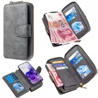 BF001 Detachable 2-in-1 Leather Cover Zipper Wallet Phone Case for Samsung Galaxy S20 4G/S20 5G - Grey