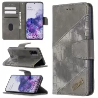 Crocodile Skin Assorted Color Style Leather Wallet Case for Samsung Galaxy S20 4G/S20 5G - Grey