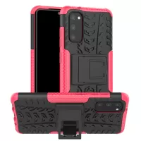 Cool Tyre Texture PC + TPU Hybrid Phone Cover with Kickstand for Samsung Galaxy S20 4G/S20 5G - Rose