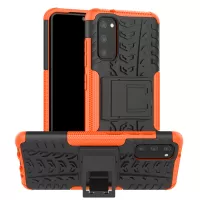 Cool Tyre Texture PC + TPU Hybrid Phone Cover with Kickstand for Samsung Galaxy S20 4G/S20 5G - Orange