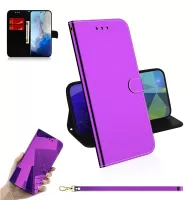Mirror Surface Leather Wallet Stand Phone Cover for Samsung Galaxy S20 4G/S20 5G - Purple