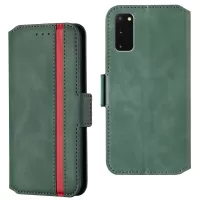 Retro Style Splicing Matte Shell Leather Phone Case with Card Slots for Samsung Galaxy S20 4G/S20 5G - Green