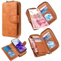 BF001 Detachable 2-in-1 Leather Cover Zipper Wallet Phone Case for Samsung Galaxy S20 4G/S20 5G - Brown