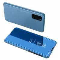 For Samsung Galaxy S20 4G/S20 5G View Window Vertical Mirror Leather Mobile Shell Foldable Stand Case - Baby Blue