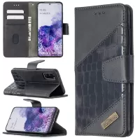 Crocodile Skin Assorted Color Style Leather Wallet Case for Samsung Galaxy S20 4G/S20 5G - Black