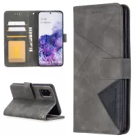 BF05 Style Geometric Texture Leather Cover for Samsung Galaxy S20 4G/S20 5G - Grey