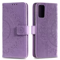 Imprint Flower Leather Wallet Case for Samsung Galaxy S20 4G/S20 5G - Purple