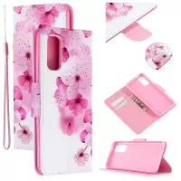 Pattern Printing Cross Texture Wallet Leather Stand Case for Samsung Galaxy S20 4G/S20 5G - Plum Blossom