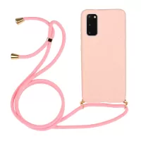 Wheat Straw TPU Phone Case with Hand Strap for Samsung Galaxy S20 4G/S20 5G - Pink