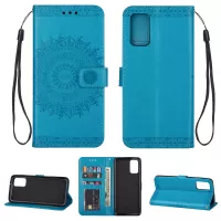 Imprint Totem Pattern Wallet Leather Stand Case for Samsung Galaxy S20 4G/S20 5G - Blue