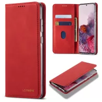 LC.IMEEKE LC-002 Leather Stand Case with Card Slots for Samsung Galaxy S20 4G/S20 5G - Red