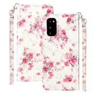 Light Spot Decor Patterned Embossed Leather Wallet Phone Case for Samsung Galaxy S20 4G/S20 5G - Flower